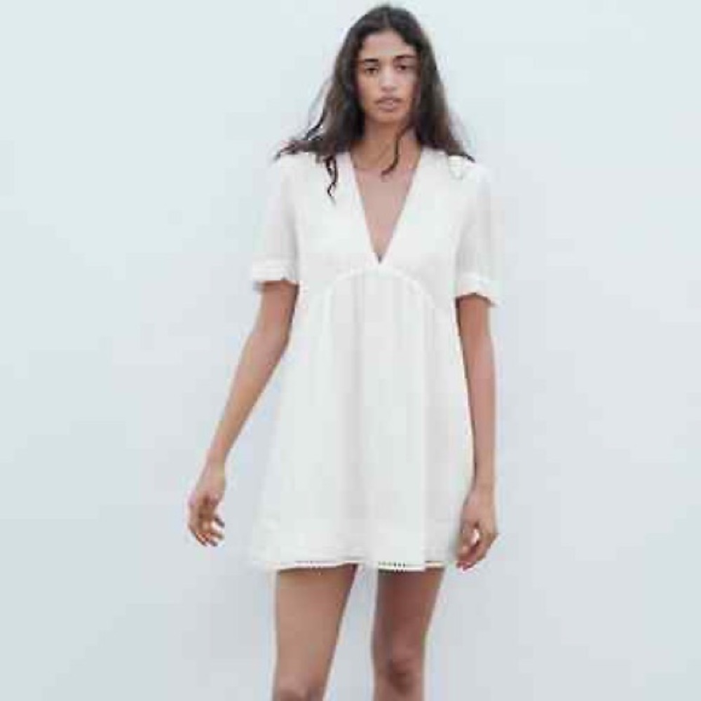 Zara Linen blend white dress